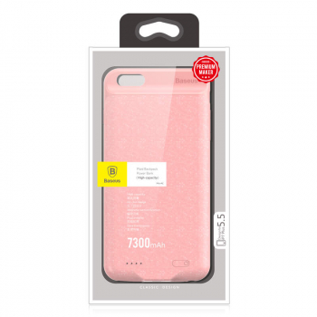 Baseus Power Bank case Plaid Backpack 7300 mAh iPhone 6/6s Plus Pink (ACAPIPH6SP-LBJ04)