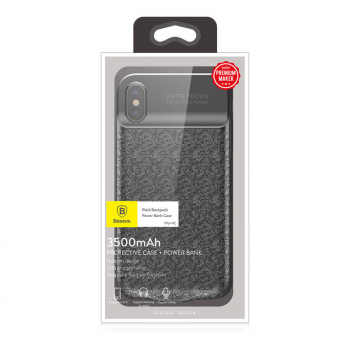 Baseus Power Bank case Plaid Backpack 3500 mAh iPhone X Black (ACAPIPHX-BJ01)