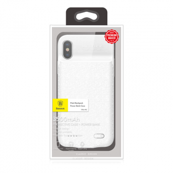 Baseus Power Bank case Plaid Backpack 3500 mAh iPhone X White (ACAPIPHX-BJ02)