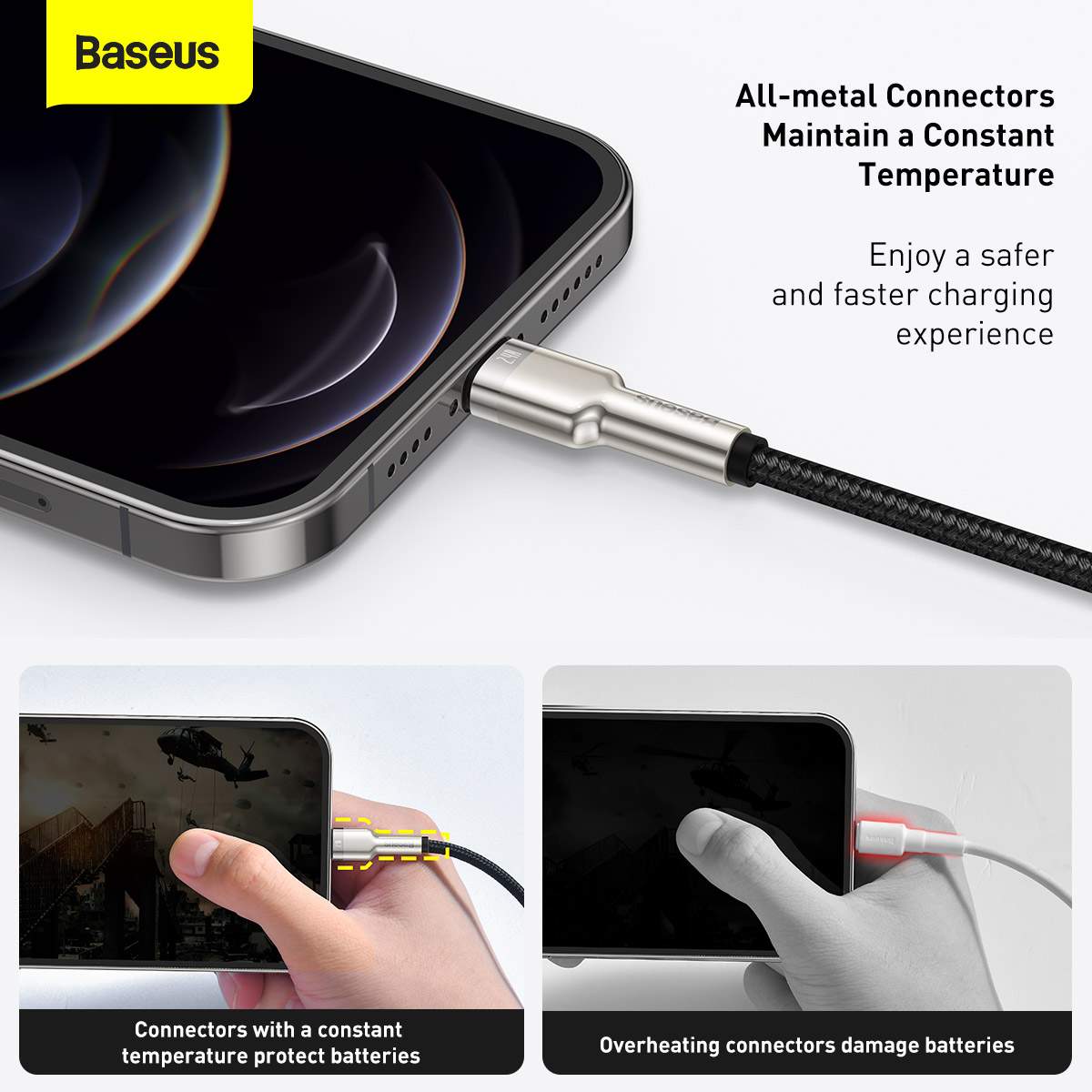 Baseus Lightning Cafule Series Metal data cable 2.4A 2m Black (CALJK-B01)