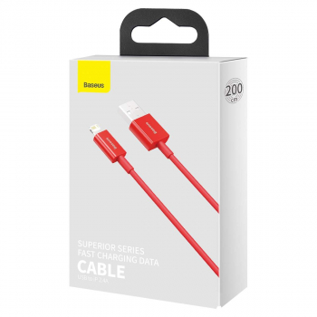 Baseus Lightning Superior Series cable, Fast Charging, Data 2.4A, 2m Red (CALYS-C09)