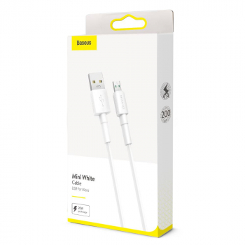 Baseus Micro USB, Mini White Cable USB, 4A. 2m, White (CAMSW-E02)