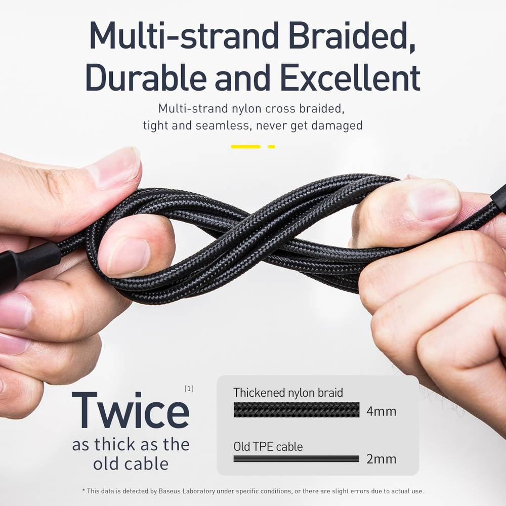 Baseus Universal cable, Twins 2 in 1 Type-C to Type-C 60W (20V/3A)+iP(5V/2A), 1m, Black (CATLYW-01)
