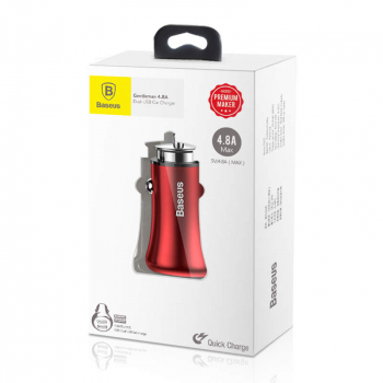 Baseus Car Charger Gentleman 4.8A Dual-USB Red (CCALL-GB09)