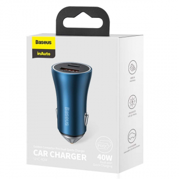 Baseus Car Charger Golden Contactor Pro Fast Type C / USB 40W, PD 3.0, QC 4.0+ SCP, FCP, AFC, Blue (CCJD-03)