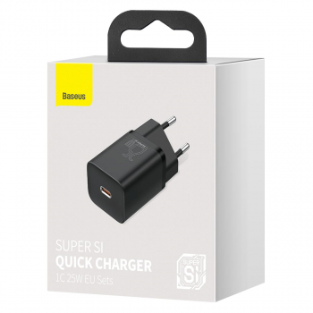 Baseus Travel Charger Super Si 1C Quick Charger 25W EU Black (CCSP020101)