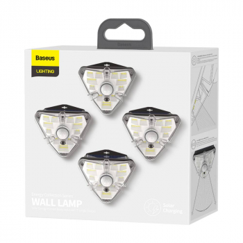 Baseus Home Energy Collection Series Solar Human Body Ind. Wall Lamp (4pcs) Triangle Black DGNEN-B01