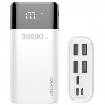 Dudao Power Bank K8Max 4xUSB, Type-C, micro USB / Lightning (upstream) 30000 mAh White (K8Max)