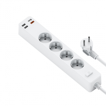 WiWU Power Strip (4 x outlet + 3 x USB 3.0 + 1 x Type-C) with switch key 20W White EU