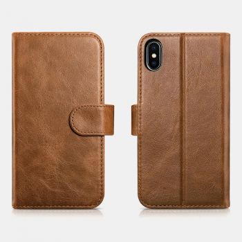 iCarer iPhone X/XS Case Detachable Genuine leather Wallet Brown