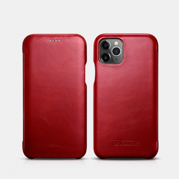 iCarer iPhone 11 Pro Max (6.5) Case Curved Edge Vintage Folio Red