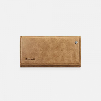 iCarer Tool Wallet Vegetable Tanned Leather Three Fold Light Brown