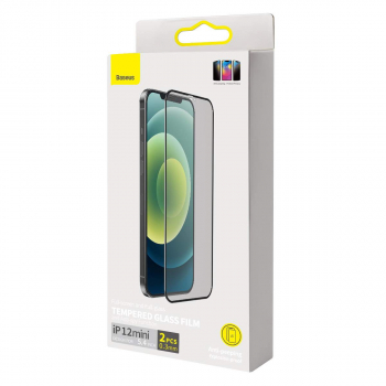 Baseus iPhone 12 mini 0.3 mm Full-screen T-Glass Anti-spy (2pcs/pack + frame) Black (SGAPIPH54N-KR01