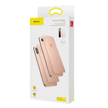 Baseus iPhone Xr 0.3 mm Full coverage curved T-Glass rear Protector Gold (SGAPIPH61-BM0V)