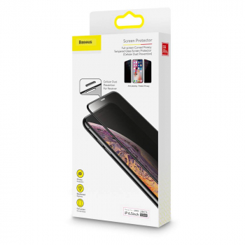 Baseus iPhone 11 Pro Max Full-screen Curv. A-Spy T-Glass Cell Dust Prev (2pcs) Black SGAPIPH65S-WC01