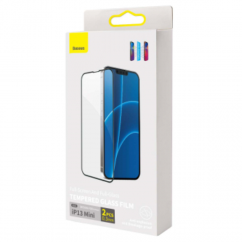 Baseus iPhone 13 mini 0.3 mm Full-screen Full-glass Anti-blue light Tempered Glass (2pcs/pack+Pasting Artifact) Black (SGQP010301)