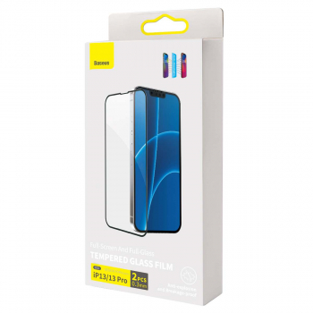Baseus iPhone 13/13 Pro 0.3 mm Full-screen Full-glass Anti-blue light Tempered Glass (2pcs/pack+Pasting Artifact) Black (SGQP010401)