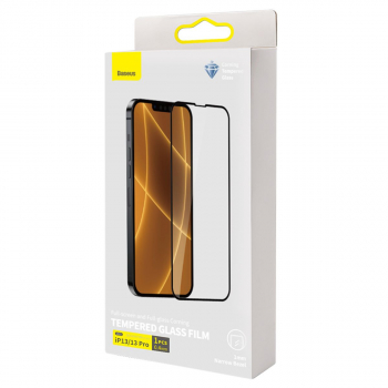 Baseus iPhone 13/13 Pro 0.4 mm CW-HY Full-screen, Full-glass, Corning Tempered Glass (2pcs/pack+Pasting Artifact) Black (SGQP040101)