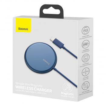 Baseus Wireless Charger Magnetic Simple Mini (suit for IP12 with Type-C cable 1.5m) 15W Blue (WXJK-H03)
